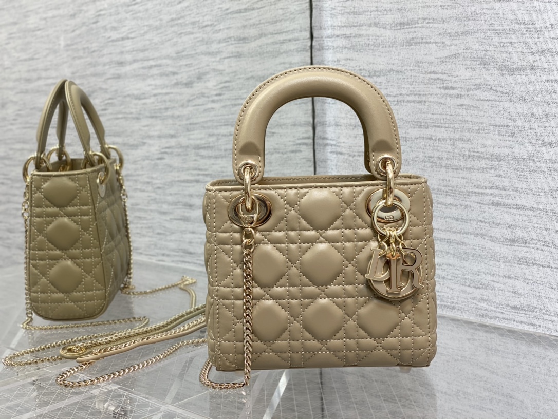 Mini Lady Dior Bag Warm Taupe Cannage Lambskin